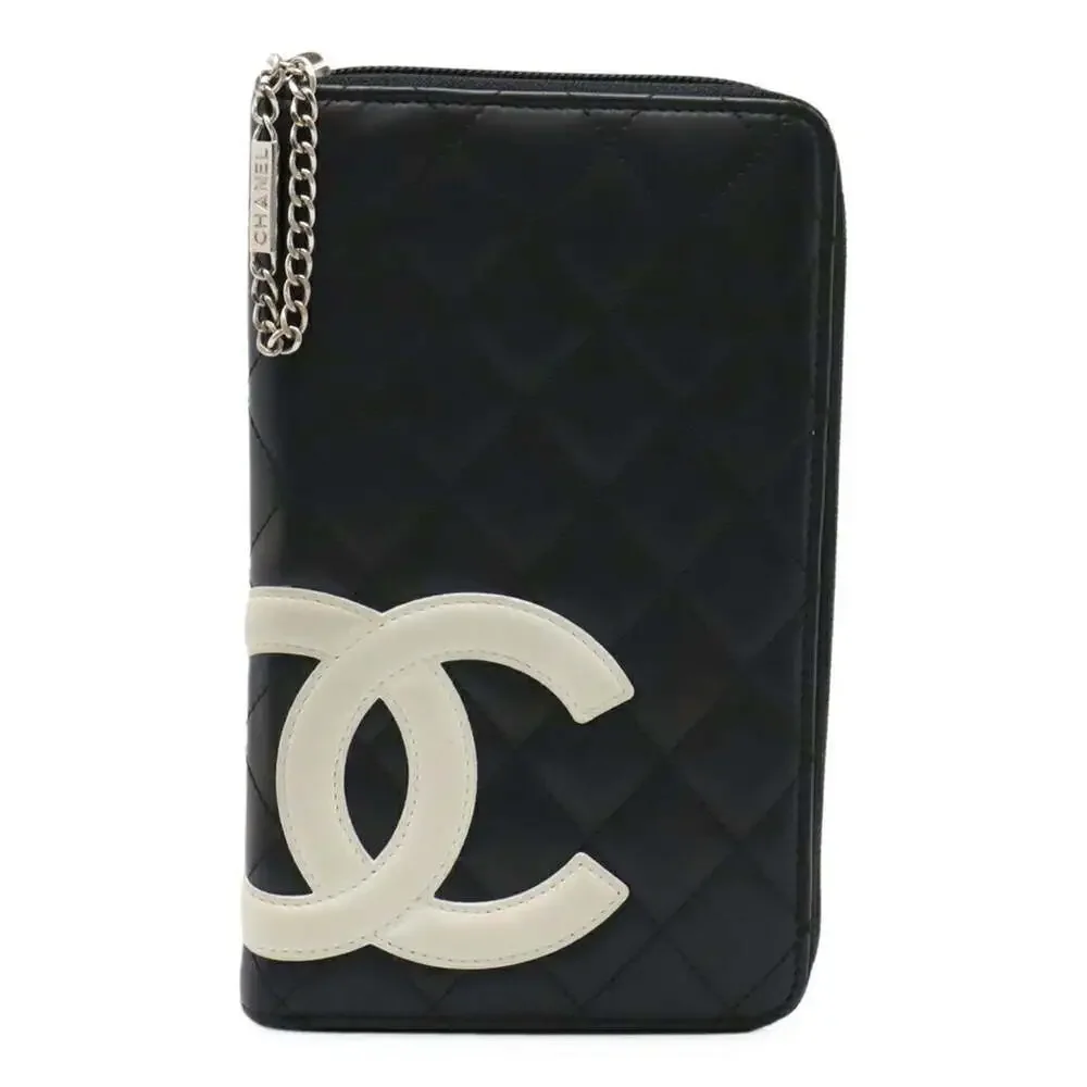 CHANEL Black Leather Logo Wallet